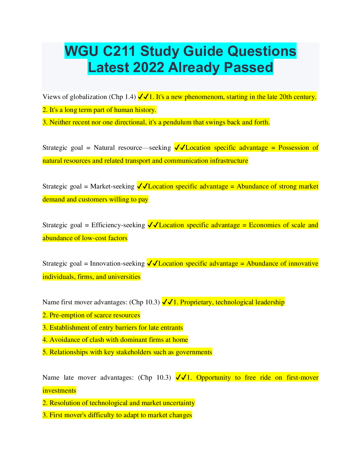 Preview of WGU C211 Study Guide Questions Latest 2022 Already Passed